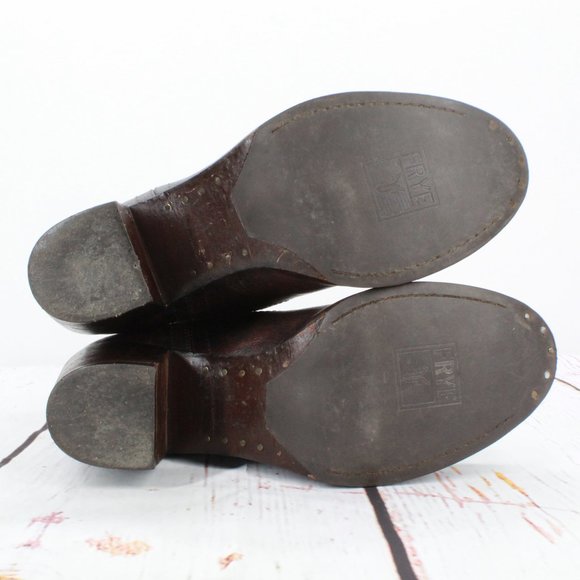 Frye Lucinda Short Brown Leather Western Cowboy Heeled Boots Size 8 M - Picture 10 of 10